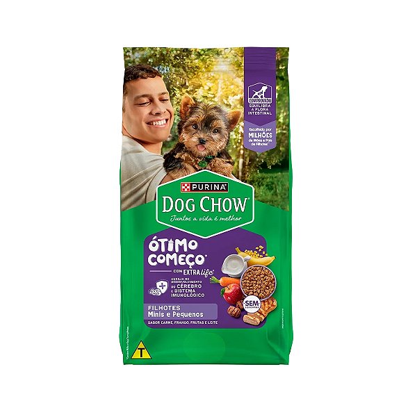 Ração Dog Chow Filhote Mini e Pequenos carne Frango Frutas e Leite 15 Kg