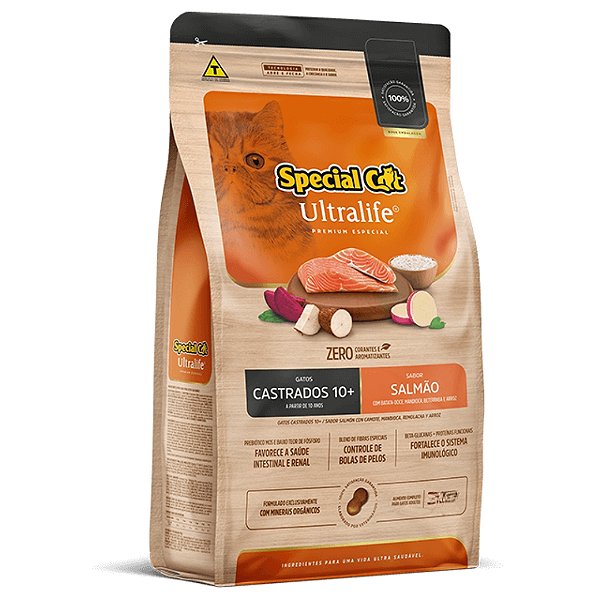 Ração Special Cat Ultralife Castrado 10+ Salmao 10,1 Kg