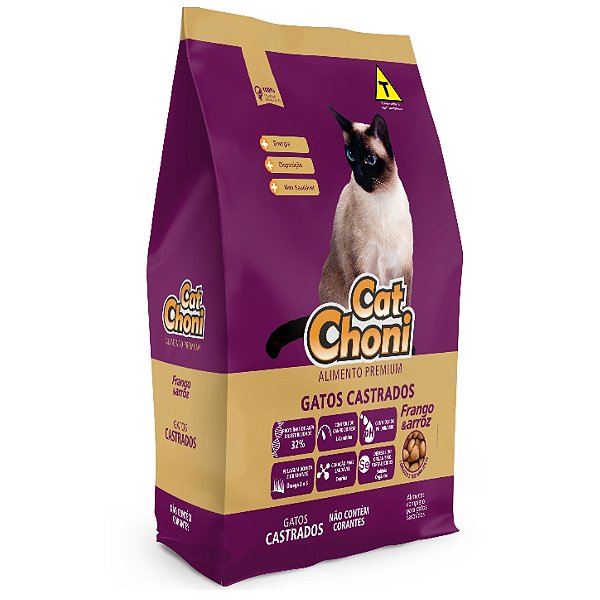 Ração Cat Choni Castrado Frango E Arroz 10,1 Kg