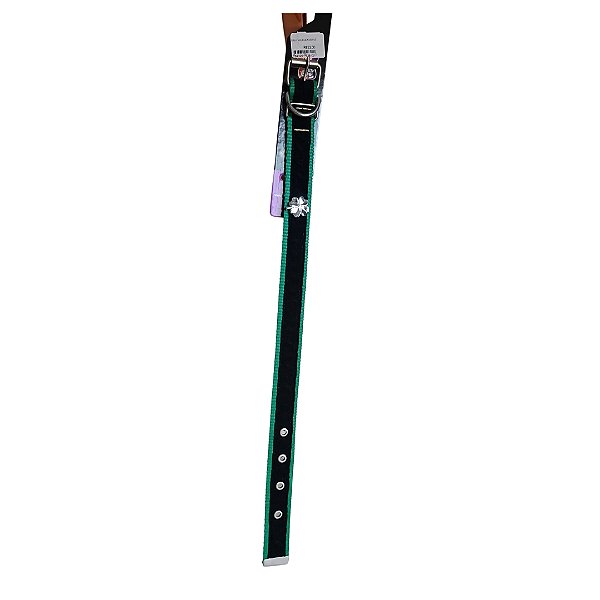 Coleira Camurca Preta E Verde  25 Mm N 5 42 Cm