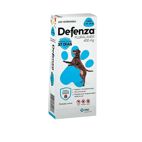 Defenza Antipulgas e Carrapatos para Cães de 20 a 40kg 1 comprimido