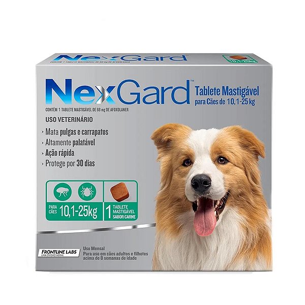 NexGard Antipulgas e Carrapatos para Cães de 10,1 a 25kg 1 tablete