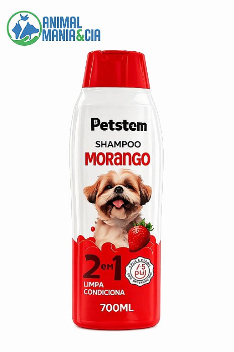 Shampoo Petstem Morango 2 Em 1 700 Ml