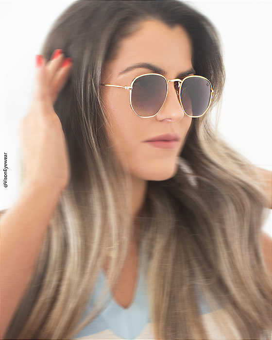 Óculos de Sol Vison Eyewear Gênova Dourado – Aviador Hexagonal: Um Clássico com Toque Moderno!