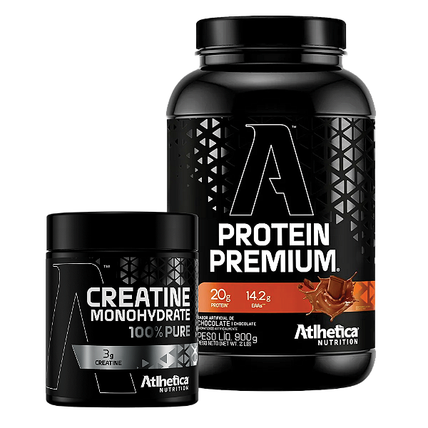 KIT Whey Protrein Premium Chocolate 900g + Creatina 300g