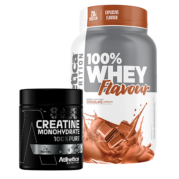 KIT Whey 100% Flavour Chocolate 900g + Creatina 300g