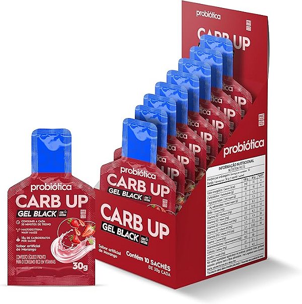 Carb Up Gel Black Probiótica - Sabor Morango (10un x 30g)