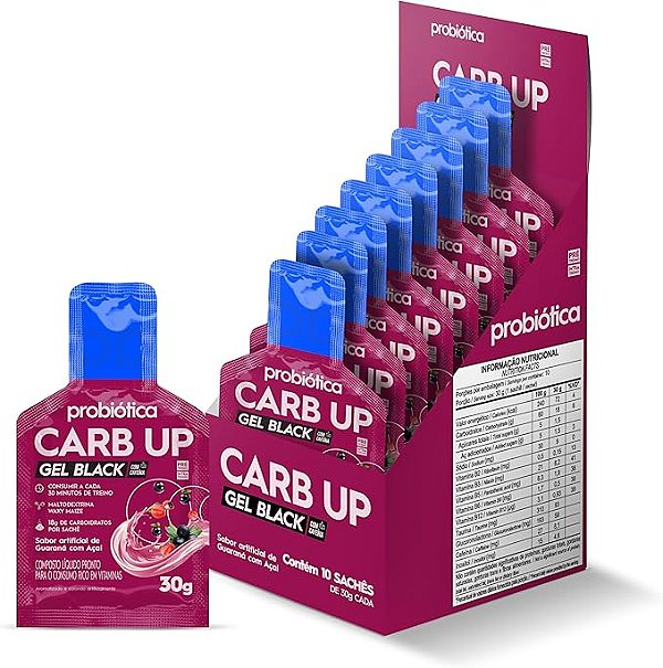 Carb Up Gel Black Probiótica - Sabor Guaraná com Açaí (10un x 30g)