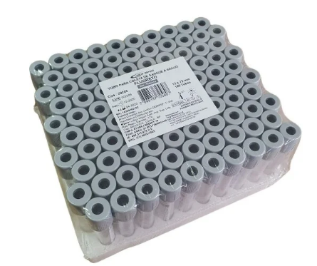 TUBO PARA COLETA DE SANGUE CINZA A VACUO FLUORETO 4ML PLAST C/100 UNIDADES – LABOR IMPORT