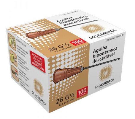 AGULHA HIPODERMICA 13 X 4,5 CX C/100 UNIDADES - DESCARPACK