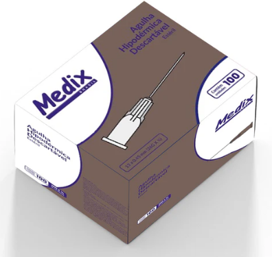 AGULHA HIPODERMICA 13 X 4,5 CX C/100 UNIDADES - MEDIX