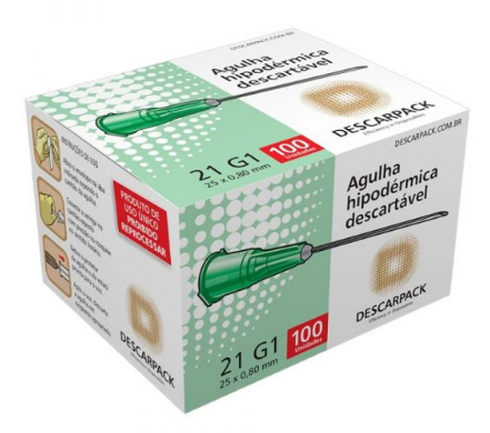 AGULHA HIPODERMICA 25 X 08 CX C/100 UNIDADES- DESCARPACK