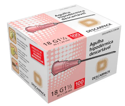 AGULHA HIPODERMICA 40 X 1,20 CX C/100 UNIDADES - DESCARPACK