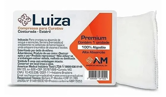 CURATIVO CIRURGICO 100% ALGODAO 10CM X 50CM ESTERIL ZOBEC C/1 UNIDADE - LUIZA