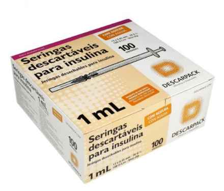 SERINGA INSULINA 1ML C/AGULHA 13X4,5 CX C/100 UNIDADES - DESCARPACK