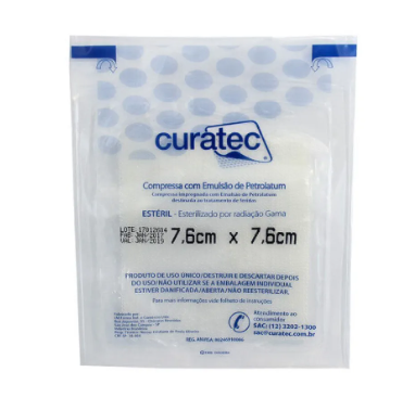CURATIVO COMPRESSA EM PETROLATUM 7,6cm X 7,6cm - CURATEC
