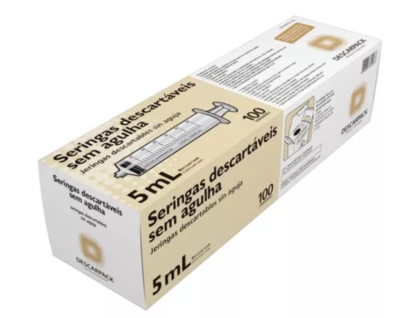 SERINGA 5ML S/AGULHA BICO LOCK C/100 UNIDADES - DESCARPACK