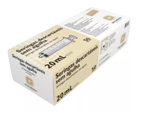 SERINGA 20ML S/AGULHA BICO LOCK C/50 UNIDADES - DESCARPACK