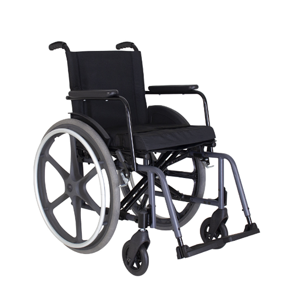 Cadeira de Rodas Dobrável Ajustável 150kg Cinza 48cm