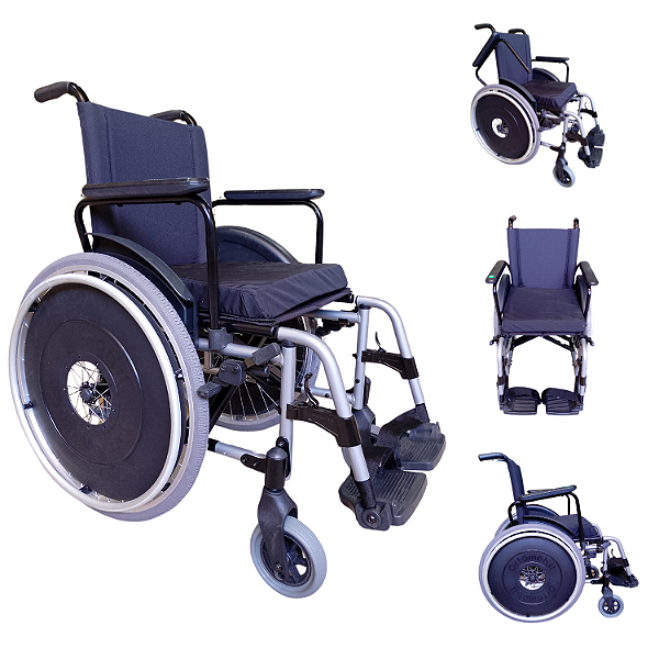 Cadeira De Rodas Dobrável Alumínio Obeso 150 Kg 44 Cm Prata