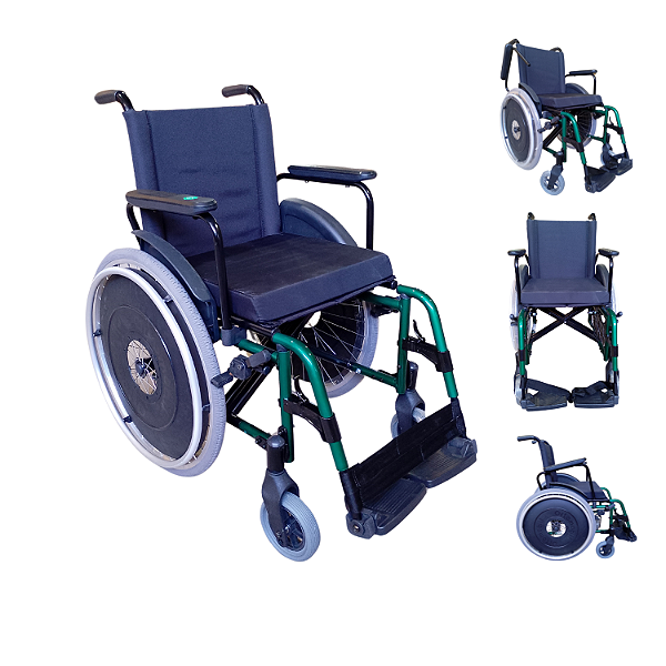Cadeira De Rodas Dobrável Alumínio Obeso 150 Kg 44 Cm Verde