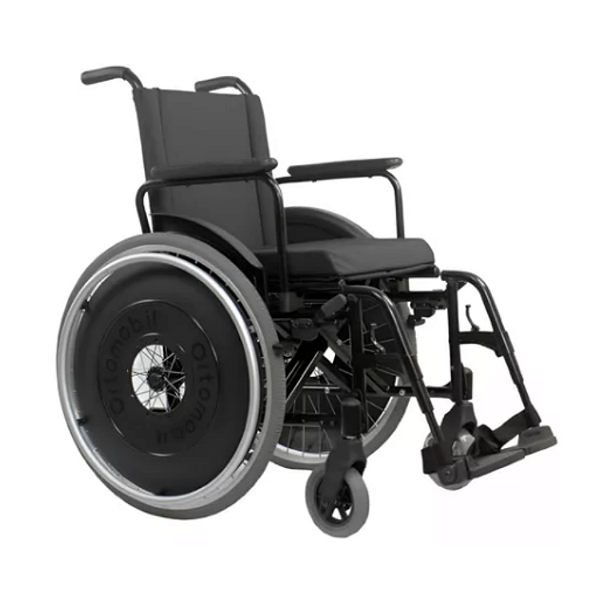 Cadeira de Rodas Dobrável Alumínio Rodas Removível 44cm 150 kg MA3E - Preto