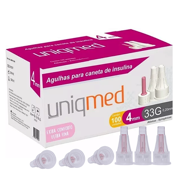 Agulha Para Caneta de Insulina Fina Pequena 4 MM 32G 100 Und