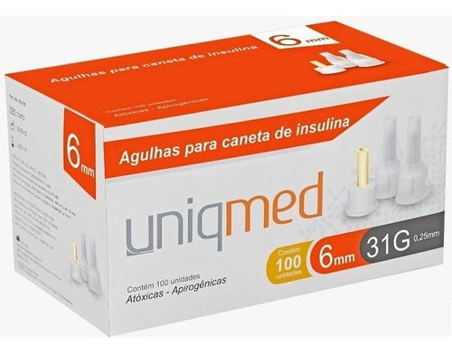 Agulha Para Caneta De Insulina 6mm 31g Uniqmed 100und