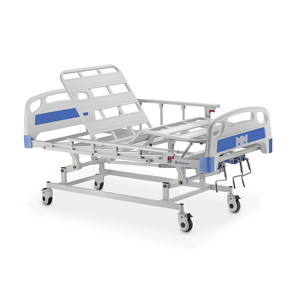 Cama Hospitalar Manual Com Elevação 3 Movimentos 5 Posições Para Obesos Suporta Até 200 kg Dellamed