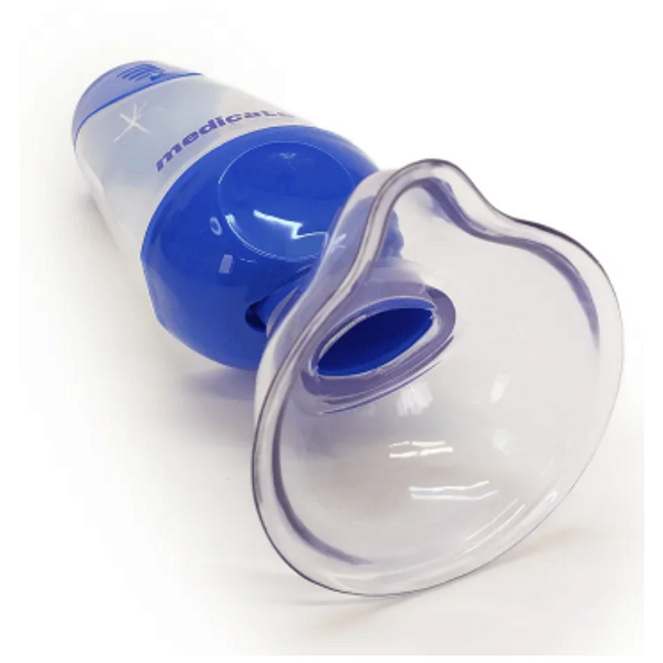 Espaçador Bi-valvulado Inalador Azul Adulto e Pediátrico Madicate Máscara Média M