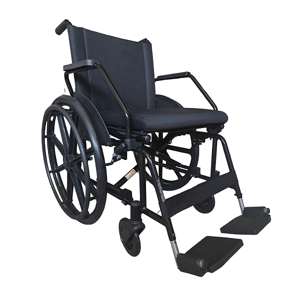 Cadeira de Rodas Dobrável Obeso 46 cm Preto Suporta até 120 kg Jaguarribe