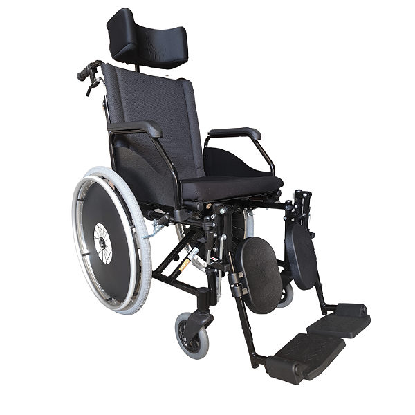 Cadeira de Rodas Dobrável Reclinável Alumínio 44 cm  Com Cinto Torácico Agile Fat  Jaguaribe Preto