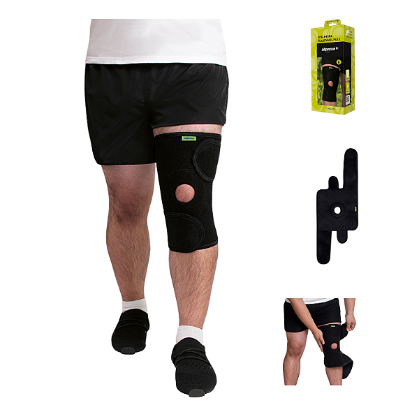 Joelheira Ajustável Esporte Caminhada Futsal Bike Futebol Preto - Mercur