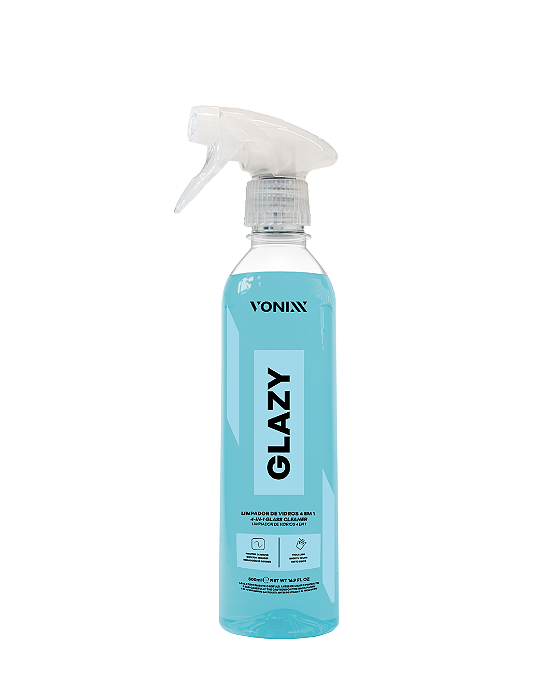 GLAZY  Produto 4 em 1,desenvolvido para vidros, limpa, protege e condicio.na