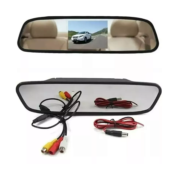 LCD Espelho Retrovisor Monitor 1080p Com Cabo De Ligação