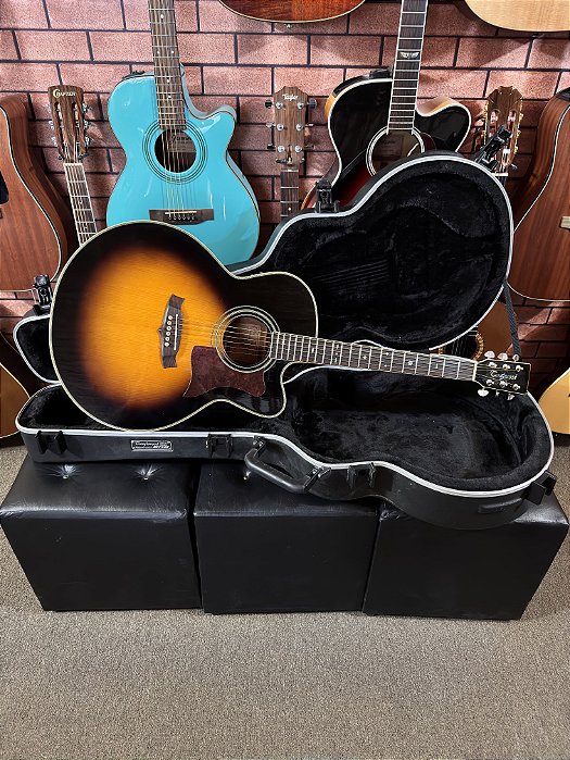 Violão Tanglewood jumbo tw55 tbs inteiro sólido elétrico regulado