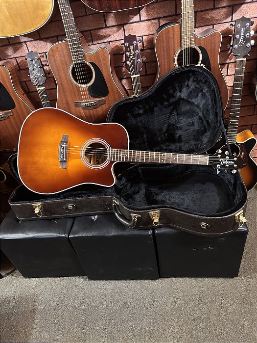 Violão Takamine japonês EF350SMCSB folk elétrico ct4bii regulado elixir