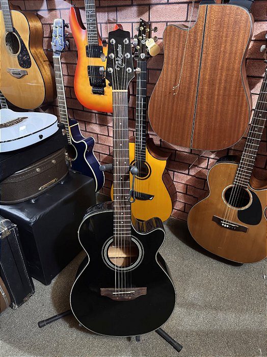 Violão Takamine GF15CE black regulado pré tp4t