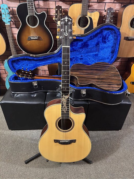 Violão Crafter PK Maho Plus tampo sólido pré Lrbaggs