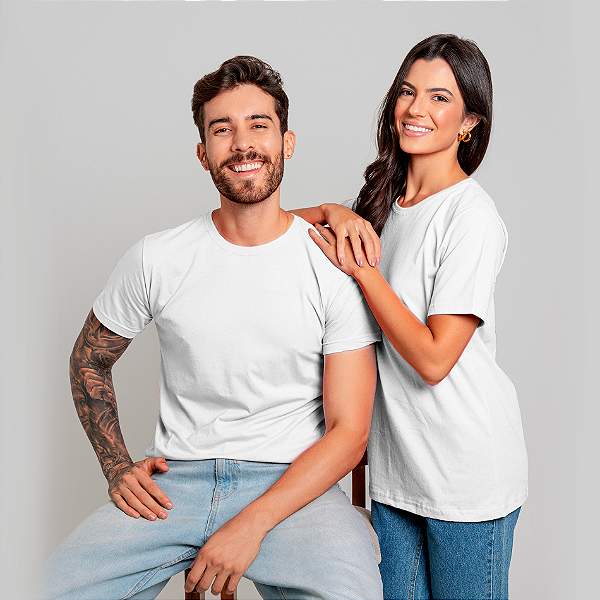 Camiseta Básica Algodão Adulto Unissex Branca