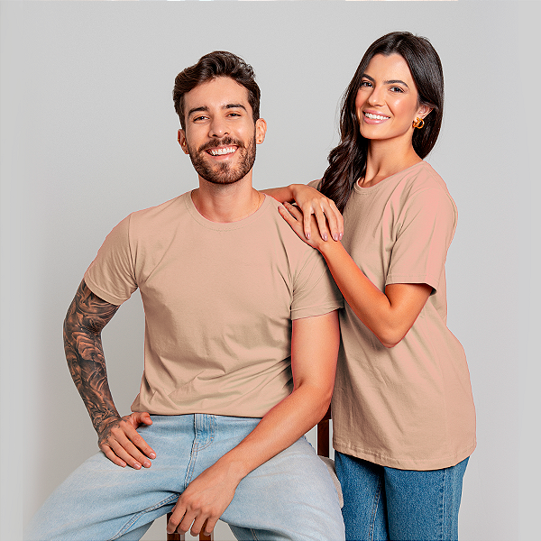 Camiseta Básica Algodão Adulto Unissex Caqui