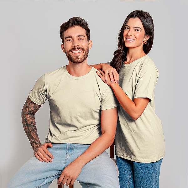 Camiseta Básica Algodão Adulto Unissex Off-White