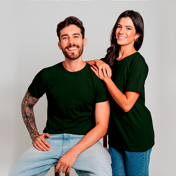Camiseta Básica Algodão Adulto Unissex Verde Musgo