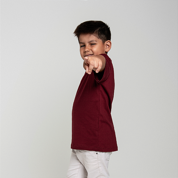 Camiseta Básica Algodão Infantil Unissex Bordô