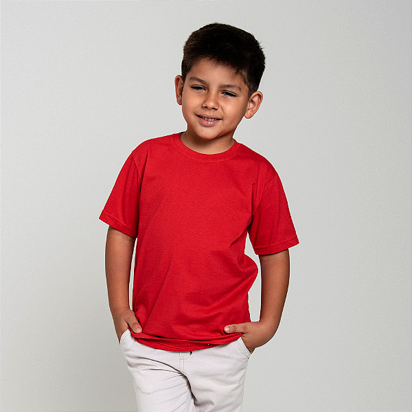 Camiseta Básica Algodão Infantil Unissex Vermelha