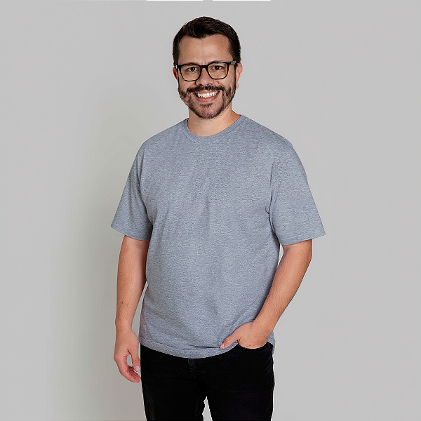Camiseta Plus Size Algodão G1, G2 e G3 Adulto Unissex Cinza Mescla