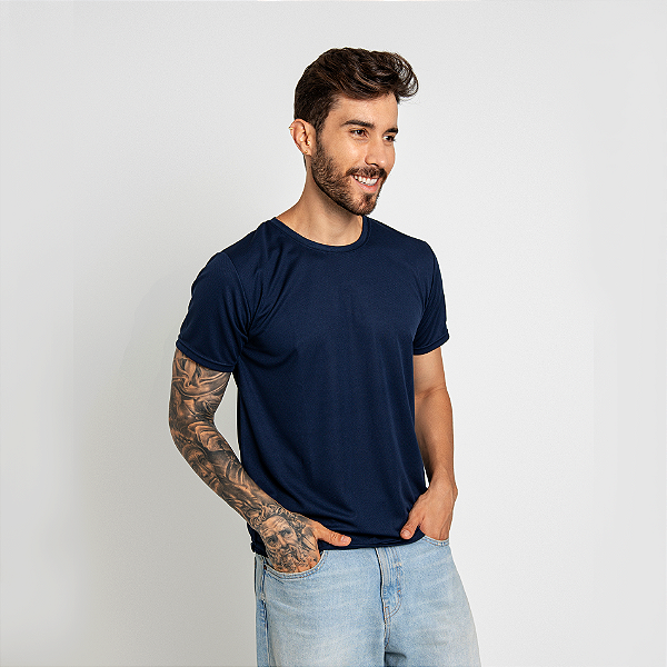 Camiseta Dry Fit Adulto Unissex Azul Marinho
