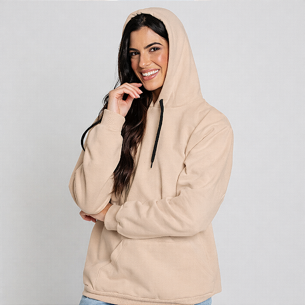 Moletom Canguru Algodão Adulto Unissex Bege(Caqui)