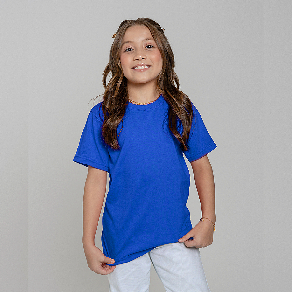 Camiseta Básica Algodão Infantil Unissex Azul Royal