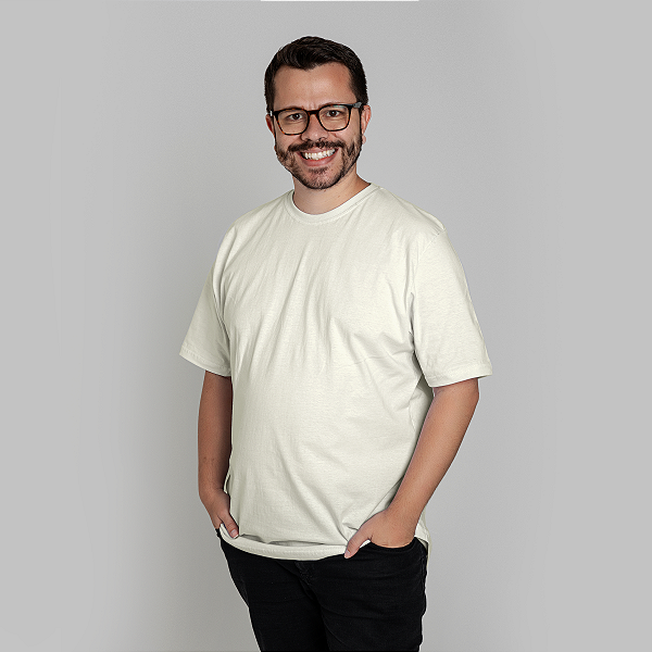 Camiseta Plus Size Algodão G4 e G5 Adulto Unissex Off-White